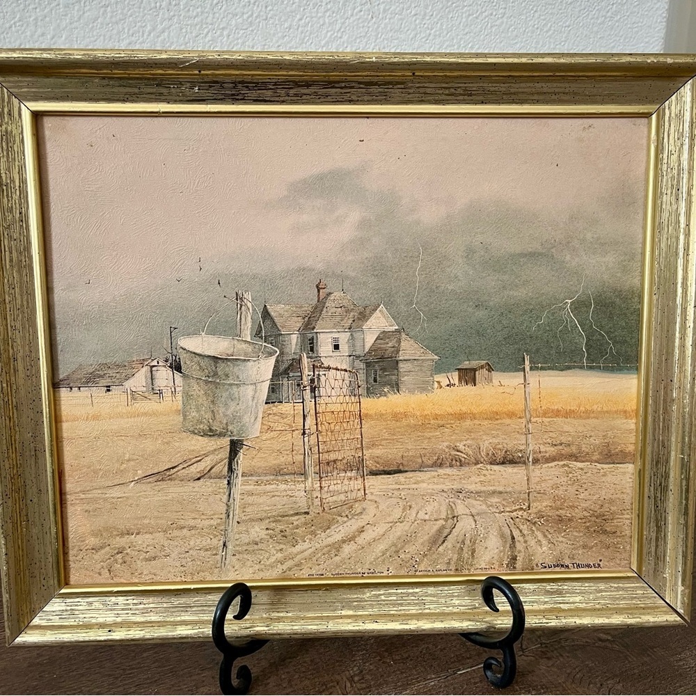 Rustic Art Print with Gold Frame by Wedgefield “Sudden Thunder 13/16 Inches